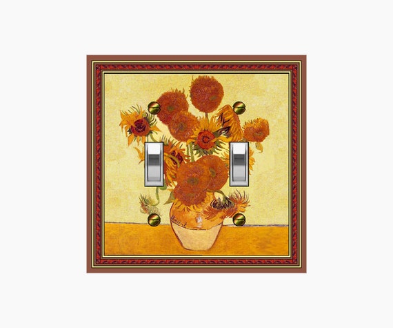 0574X Van Gogh, Sunflowers in Vase Vibrant Yellow & Orange Background ~ Mrs Butler Unique Switchplate Cover ~ Use Drop Down Boxes Below