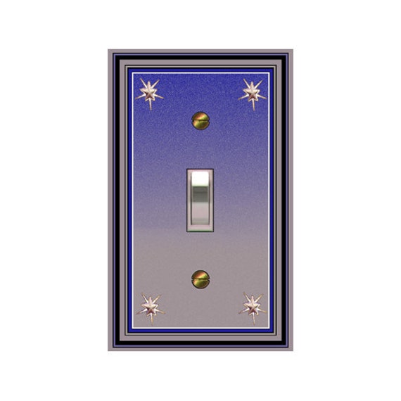 0102B Stars in the Sky Design Blue Violet Gray ~ Mrs Butler Unique Switchplate Cover ~ Use Drop Down Box Below ~ See 0102A Coordinating