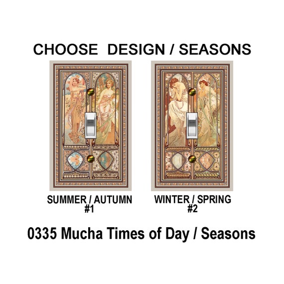 0335C Art Nouveau Mucha, Times of the Day, Seasons CHOOSE Design ~ Mrs Butler Unique Switchplate Cover ~ Use Drop Down Box Below