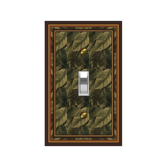 1556B Faux Vintage Jungle Leaves Pattern ~ Mrs Butler Unique Switchplate Cover ~ Use Drop Downs ~ See 1556A w/ this Background Design