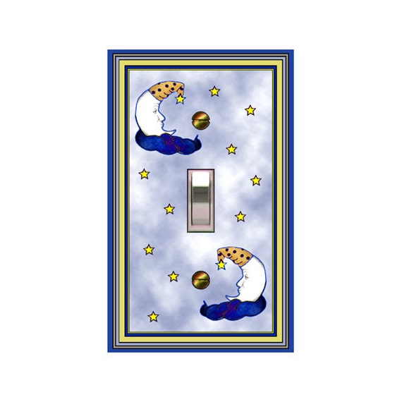 0124A - Sleepy Moons light switch plate cover - mrs butler switchplates - choose sizes / prices from drop down/mix/match w/0124b