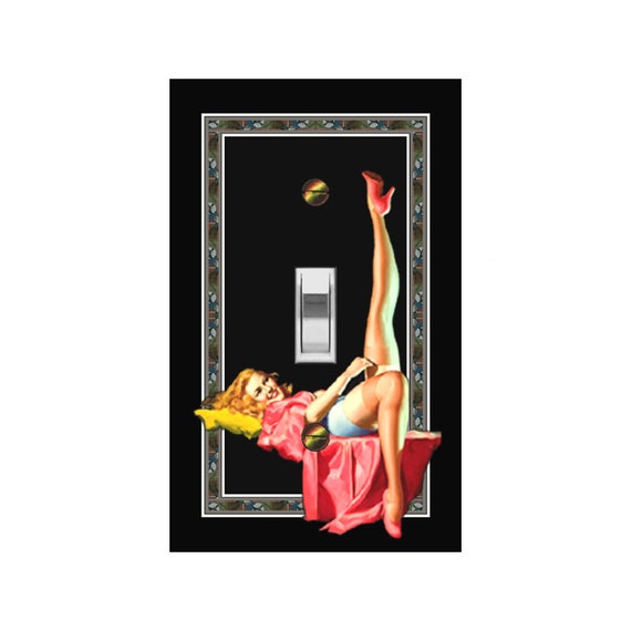 0590X Vintage Pin-Up in Nylons Stockings & Heals Strawberry Blonde Red Hair ~ Mrs Butler Unique Switchplate Cover ~ Use Drop Down Boxes