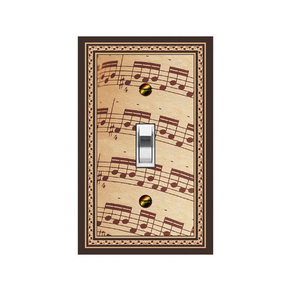 1660B Image of Vintage-Look Sepia Sheet Music ~ Mrs Butler Unique Switchplates ~ Use Drop Down Boxes Below ~ See 1660A w/ this Background