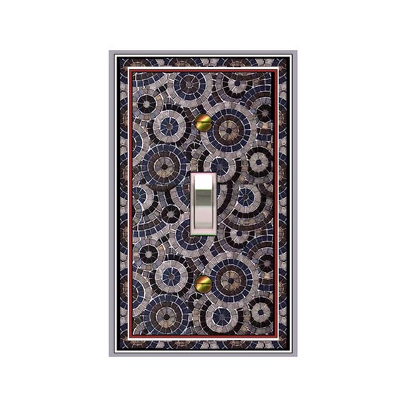 1183x Dark Mosaic look grey circles - mrs butler switch plate covers - choose sizes / prices from drop down box
