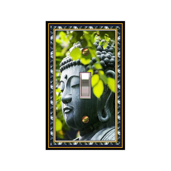 0665X Flat Image of Close Up of Buddha Statue w/ Leaves ~ Mrs Butler Unique Switchplate Cover ~Use Drop Down Boxes ~ See More Buddha Designs