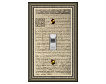 1524B Image of Vintage Sepia Manuscript Book Lovers ~ Mrs Butler Unique Switchplate Cover ~ Use Drop Down Box ~ See 1524A on This Background