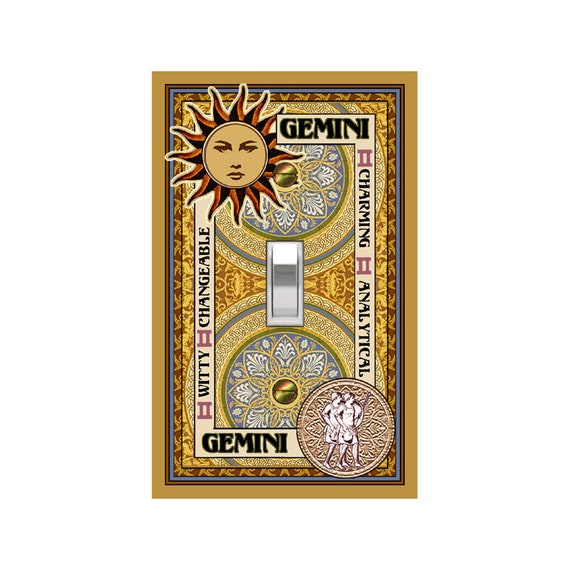 1203A Gemini Twins Horoscope Astrology Design ~ Mrs Butler Unique Switchplates ~ Use Drop Downs Below ~ See All 12 Astrological Sun Signs