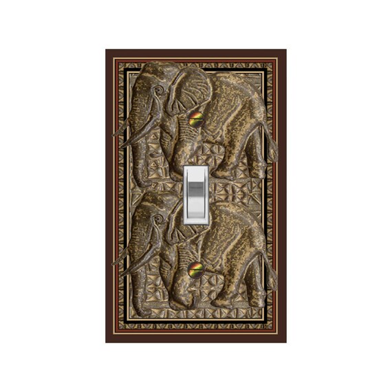1658X Image of Faux Stone Elephant [FLAT but looks Raised] ~ Mrs Butler Unique Switchplate Cover ~ Use Drop Down Box Below ~ See Rhino 1651X