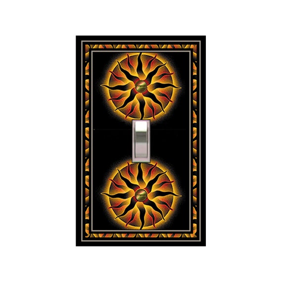1573B Colorful Flaming Blazing Suns Dramatic Black Background ~ Mrs Butler Unique Switchplate Covers ~ Use Drop Down Boxes Below