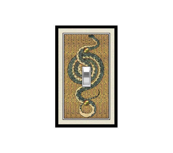 1712X Flat image of Coiled Snake Reptile on Intricate Floral Bkgd Design ~ Mrs Butler Unique Switchplate Cover ~ Use Drop Down Boxes Below