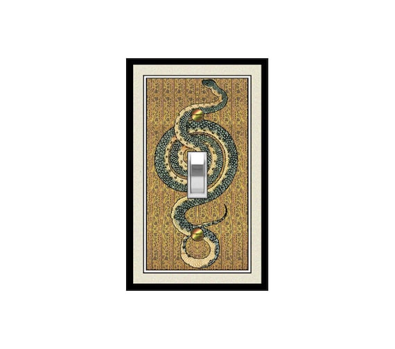 1712X Flat image of Coiled Snake Reptile on Intricate Floral Bkgd Design ~ Mrs Butler Unique Switchplate Cover ~ Use Drop Down Boxes Below