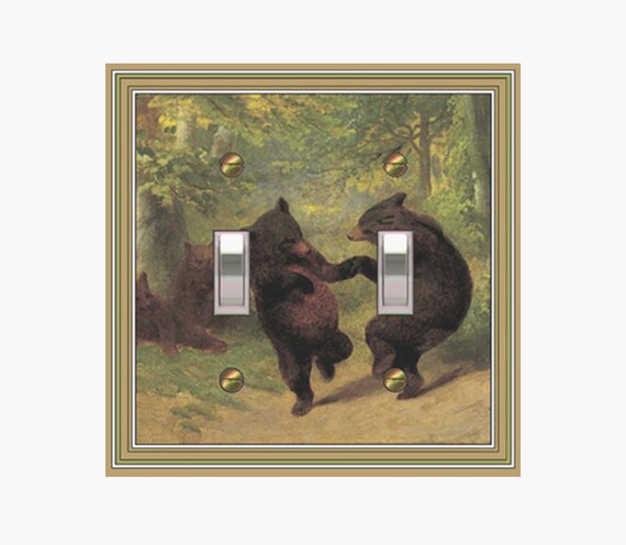 0171X Wm Beard, Dancing Bears in Woods (Blurry) ~ Mrs Butler Unique Switchplate Cover ~ Use Drop Down Boxes ~ See Other Bear Designs