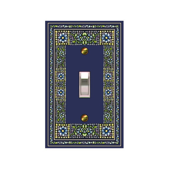 1555B FLAT Image Faux Stained Glass Mosaic Flowers Floral Design ~ Mrs Butler Unique Switchplate Cover ~ Use Drop Down Box Below ~ See 1555A