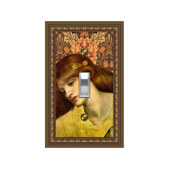 0782A Medieval Lily Stars in Hair on Art Nouveau Mucha Floral ~ Mrs Butler Unique Switchplate Cover ~Use Drop Downs ~See 0782B Background