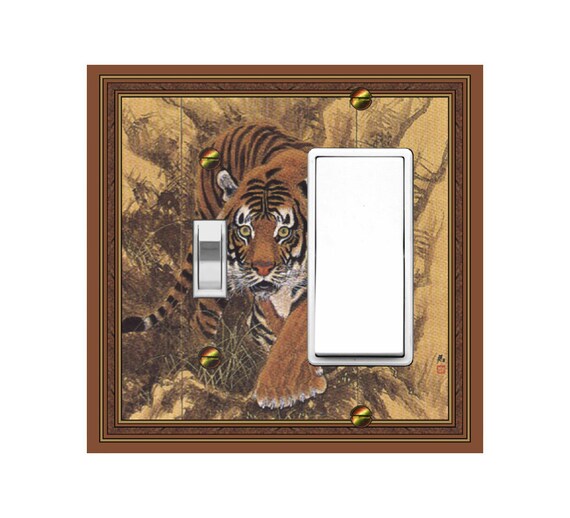 1598X Flat Image of "Tiger" Hashimoto, Japanese Painting-Inspired Design ~ Mrs Butler Unique Switchplate Cover ~ Use Drop Down Boxes Below
