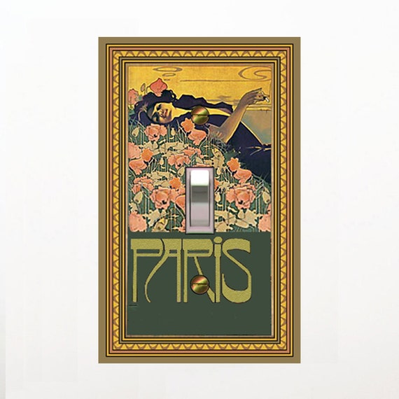 0749X Art Nouveau Paris Smokes Parisian Woman Smokes on Flower Bed ~ Mrs Butler Unique Switchplate Cover ~ Use Drop Down Box Below