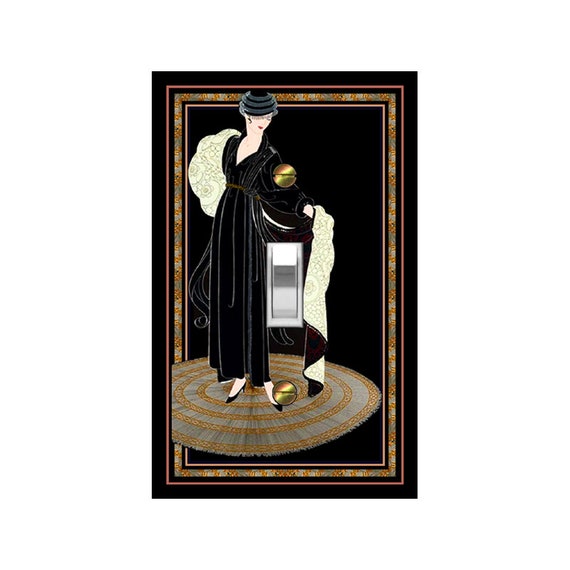1704X Art Deco Erte "Winter in Paris" ~ Woman in Hat/Stole on Rug ~ Mrs Butler Unique Switchplate Cover ~ Use Drop Downs ~ Many Erte Designs