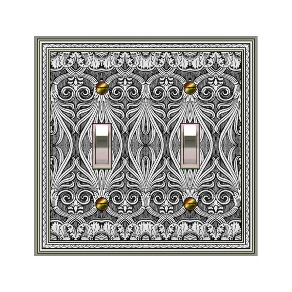 0472B Flat Image Shades of Gray Floral-Inspired Florish Scrolls ~ Mrs Butler Unique Switchplate Cover ~ Use Drop Down Boxes Below