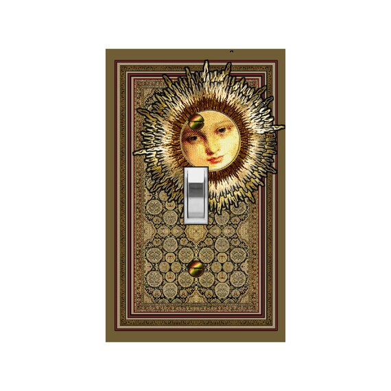 0118A Sun on Traditional Brown & Maroon Persian Rug ~ Mrs Butler Unique Switchplate Cover ~ Use Drop Down Box Below ~ See 0118B-D Variations