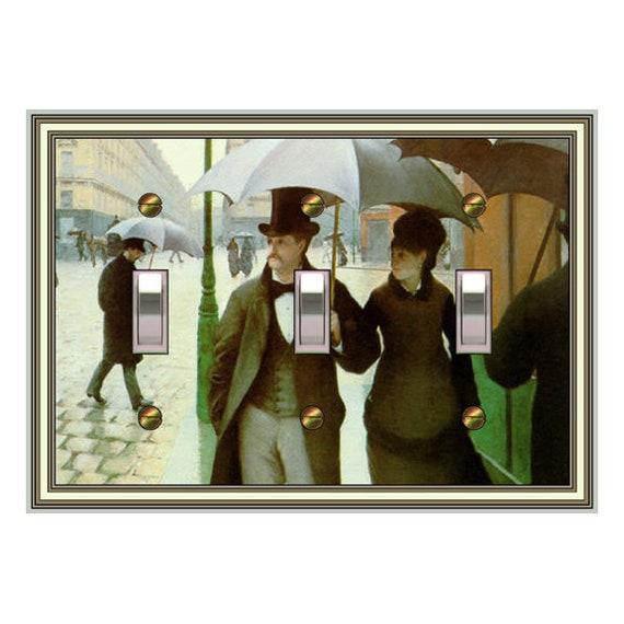 1161X Gustave Caillebotte, Paris Street; A Rainy Day Fine Art Design ~ Mrs Butler Unique Switchplate Covers ~ Use Drop Down Boxes Below