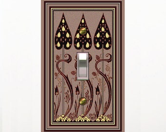 0502A Art Deco Stylistic Flowers / Trees Resemble Hearts & Spades ~ Mrs Butler Unique Switchplate Covers ~Use Drop Downs~ 0502B Coordinates