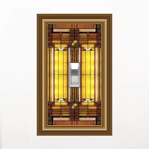 0429X Flat Image Faux Stained Glass Mission Mod Inspired Style Geometric Design ~ Mrs Butler Unique Switchplate Cover ~ Use Drop Down Boxes