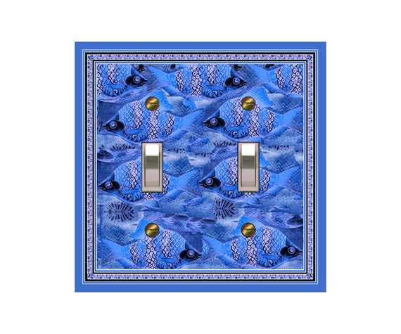 0283X Vibrant Cobalt Blue Fish Design ~ Mrs Butler Unique Switchplate Cover ~ Use Drop Down Box Below ~ See 0283A & 0282X Variations