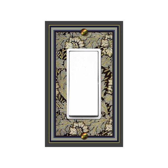 0150B Image Vintage Art Nouveau Morris Faux Tapestry Flowers & Leaves Plain Bdr ~Mrs Butler Unique Switchplates~Use Drop Downs~See 0150X Bdr