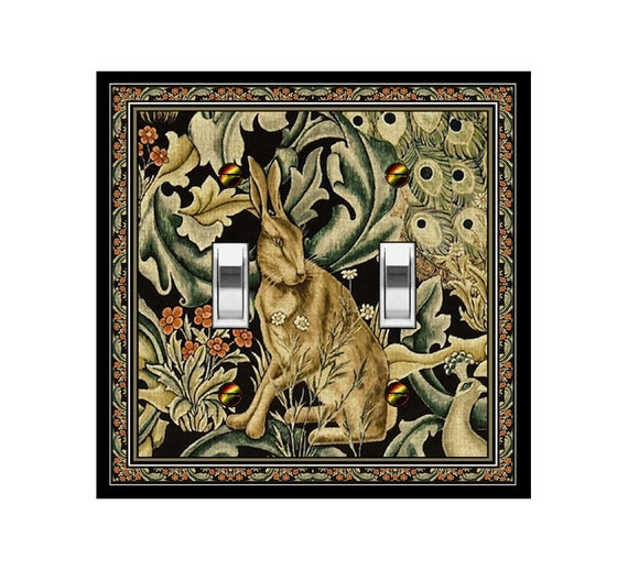 0697B Art Nouveau Morris Bird and Hare Design Hare Rabbit ~ Mrs Butler Unique Switchplate Cover ~ Use Drop Down Box ~ See 0697A Animals