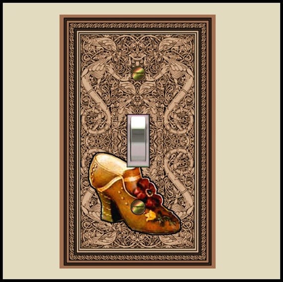 0434a-  Victorian shoe design switch plate  switchplates - gorgeous bkgd avail