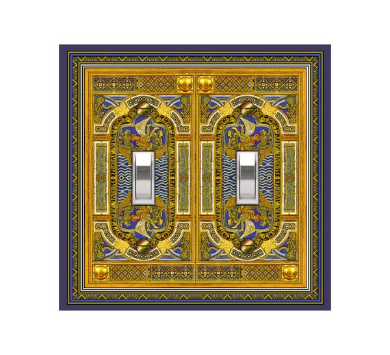 0304X Flat Image of Medieval Intricate Faux Golden Panel, Ship Sea Serpent ~ Mrs Butler Unique Switchplate Cover ~ Use Drop Down Boxes Below