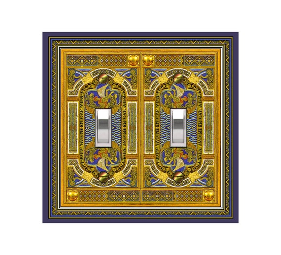 0304X Flat Image of Medieval Intricate Faux Golden Panel, Ship Sea Serpent ~ Mrs Butler Unique Switchplate Cover ~ Use Drop Down Boxes Below