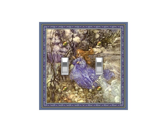 0182X Rackham Fairy in Blue Gown Tree Flowers w/ Blue Border ~ Mrs Butler Unique Switchplate Cover ~ Use Drop Down Box Below ~ Other Fairies