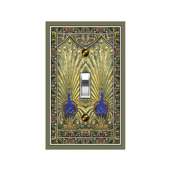 1138X Flat Image Intricate Peacocks & Grapevines Book Cover ~ Mrs Butler Unique Switchplate Cover ~ Use Drop Downs ~See More Peacocks, Birds