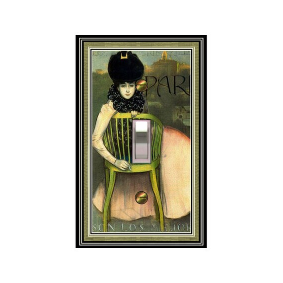 1470X Image of Vintage Ad Paris Fashionable Woman on Chair Holding Cigarette Smoking ~ Mrs Butler Unique Switchplates ~ Use Drop Downs Below