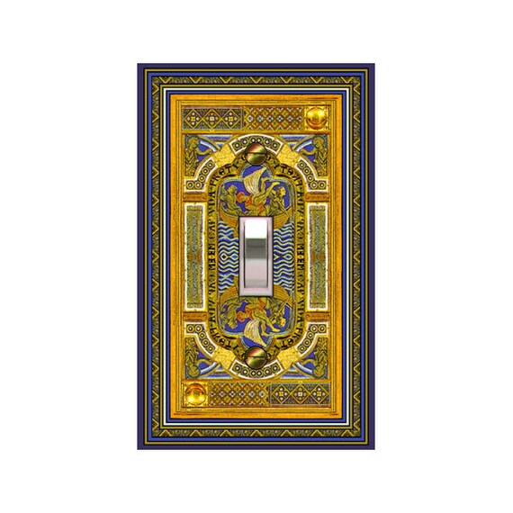 0304X Flat Image of Medieval Intricate Faux Golden Panel, Ship Sea Serpent ~ Mrs Butler Unique Switchplate Cover ~ Use Drop Down Boxes Below