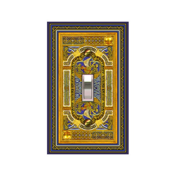 0304X Flat Image of Medieval Intricate Faux Golden Panel, Ship Sea Serpent ~ Mrs Butler Unique Switchplate Cover ~ Use Drop Down Boxes Below
