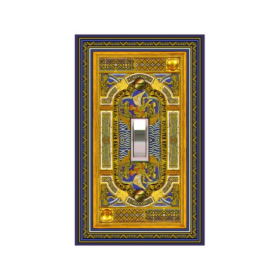 0304X Flat Image of Medieval Intricate Faux Golden Panel, Ship Sea Serpent ~ Mrs Butler Unique Switchplate Cover ~ Use Drop Down Boxes Below