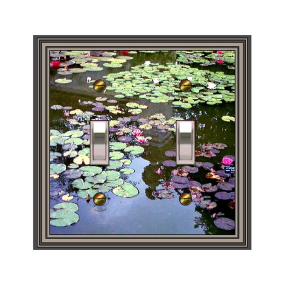1576X Image of Photograph of Water Lilies with Reflections on the Water ~ Mrs Butler Unique Switchplate Cover ~ Use Drop Down Boxes Below
