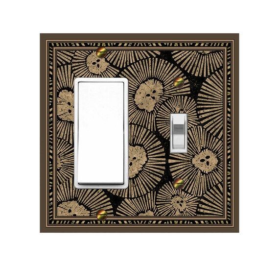 0139X Flat Image of Uniquely Abstract Lion Head Flowers or Fruit Brown on Black ~ Mrs Butler Unique Switchplate Covers ~ Use Drop Down Boxes