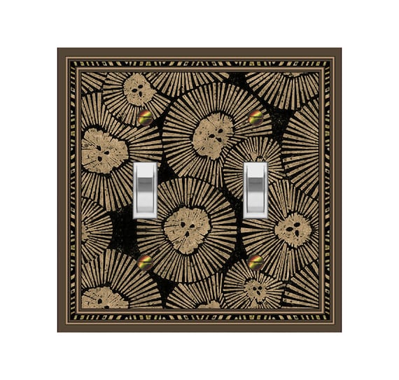 0139X Flat Image of Uniquely Abstract Lion Head Flowers or Fruit Brown on Black ~ Mrs Butler Unique Switchplate Covers ~ Use Drop Down Boxes