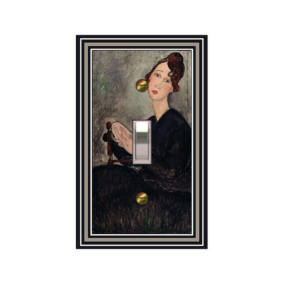 0335X Modigliani 1918 Dedie Hayden Seated Woman in Black in Grey Rm ~ Mrs Butler Unique Switchplates ~ Use Drop Downs ~ See More Modiglianis