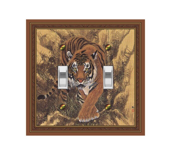 1598X Flat Image of "Tiger" Hashimoto, Japanese Painting-Inspired Design ~ Mrs Butler Unique Switchplate Cover ~ Use Drop Down Boxes Below