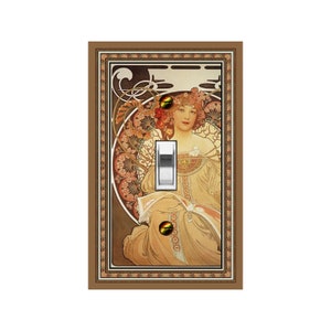 1453X Art Nouveau Mucha Reverie Daydream Flowers & Scrolls Mrs Butler Unique Switchplate Cover Use Drop Down Box Below See Many Muchas image 1