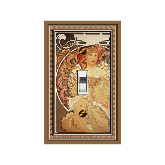1453X Art Nouveau Mucha Reverie Daydream Flowers & Scrolls ~ Mrs Butler Unique Switchplate Cover ~ Use Drop Down Box Below ~ See Many Muchas