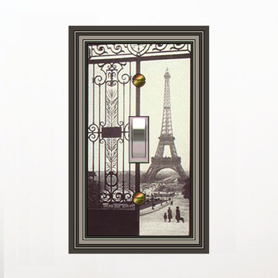 0477X Eiffel Tower & Family Viewed from Gate ~ Mrs Butler Uniquer Switchplate Cover ~ Use Drop Down Box Below ~ Other Eiffel Tower Designs