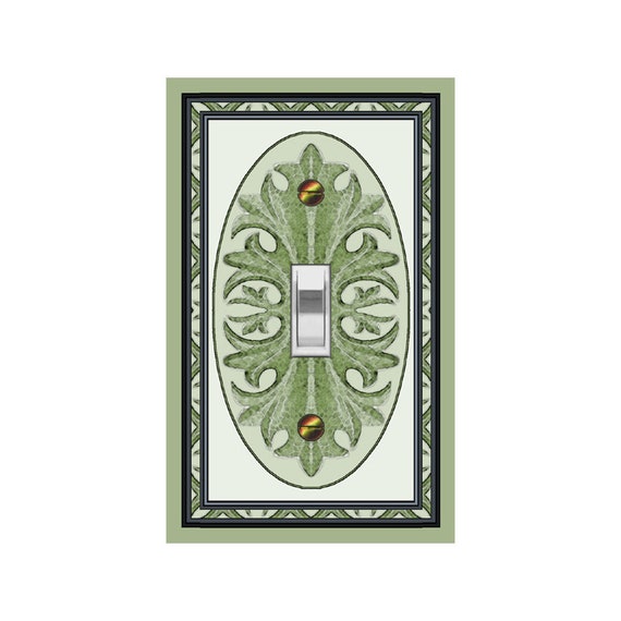 0617D Flat Image of Elegant Leaf Inspired Design ~ Mrs Butler Unique Switchplate ~ Use Drop Down Boxes Below ~ See 0617A-C Variations