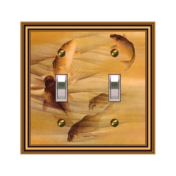 0232A Image Asian Feng Shui Lucky Koi Fish in Water Watercolor ~ Mrs Butler Unique Switchplate Cover ~ Use Drop Downs~ See 0232C Version