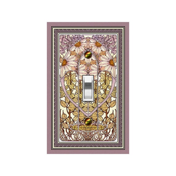 0534X Art Nouveau Mucha Pinks Rose Plum Flowers Vines Leaves ~ Mrs Butler Unique Switchplate Cover ~ Use Drop Down Box Below ~ Many Mucha