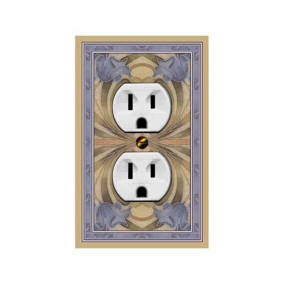 0688X Image of Art Nouveau Vintage Faux Tile Flowers ~ Mrs Butler Unique Switchplate Cover ~ Use Drop Down Box Below ~ Slightly Blurry